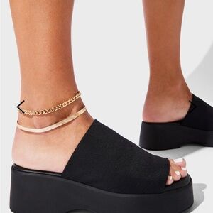 Black Platform Slide sandals